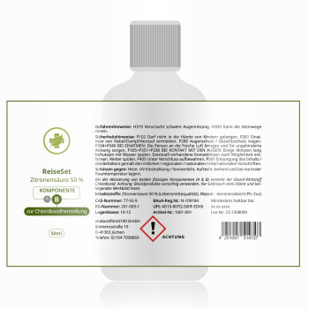 ReiseSet [50 ml Set] Braunglas Zitronensäure 50 %