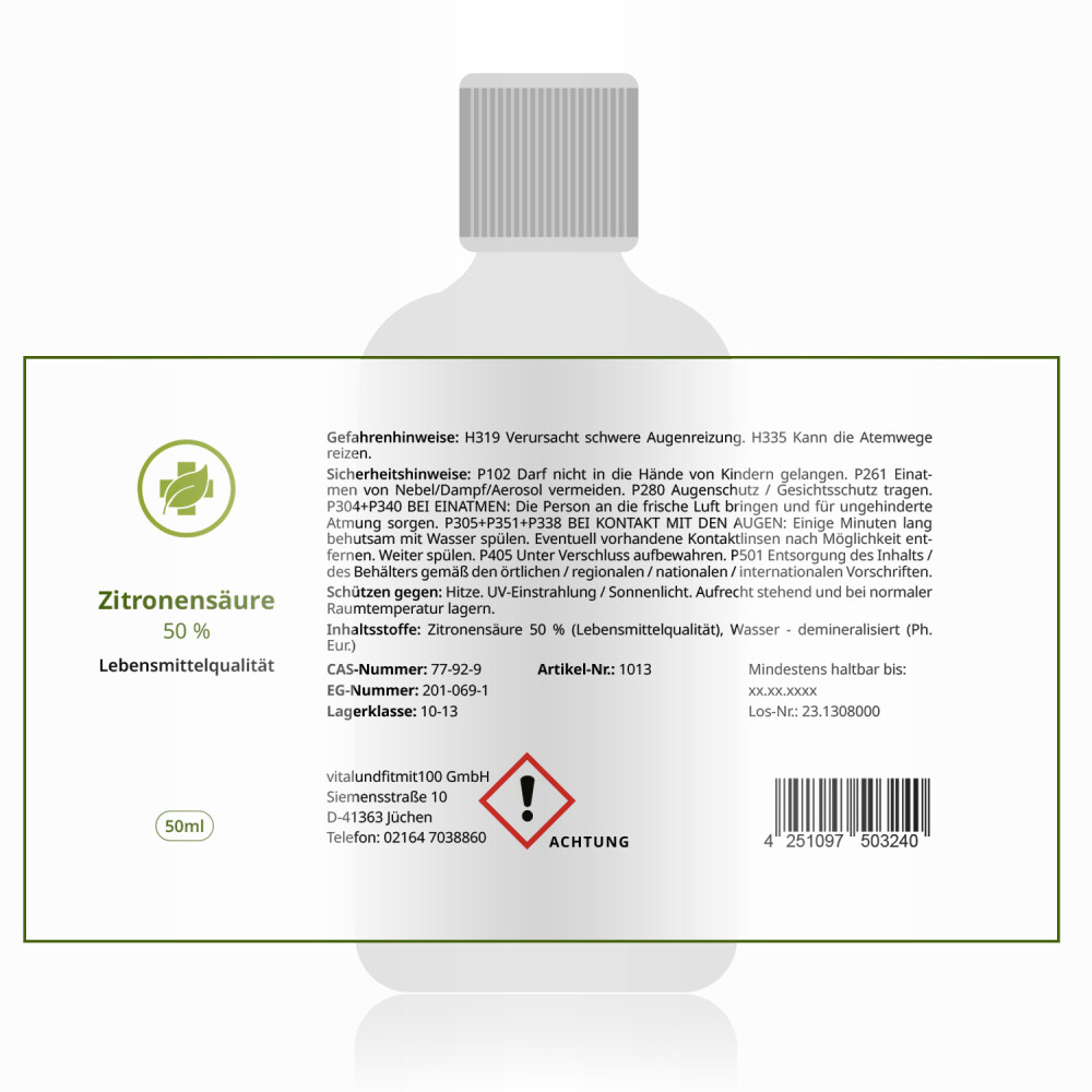 Beste Zitronensäure in Lebensmittelqualität und nach Originalrezeptur