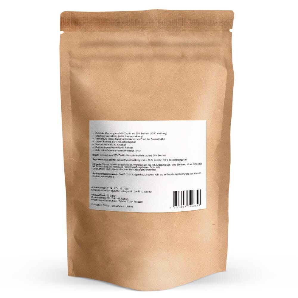 Zeolith-Bentonit Pulver (50 % Naturzeolith, 50 % Bentonit) - 500 g