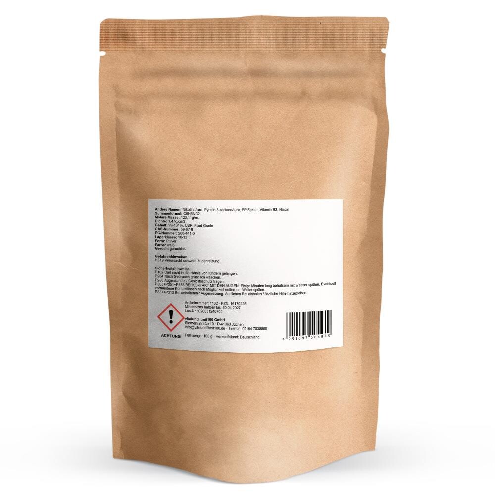 Nicotinsäure (Niacin) Pulver (mit FLUSH) 100 g