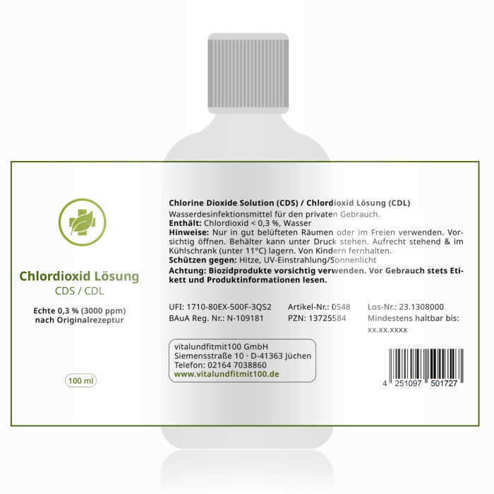 Chlordioxid 0.3 % Chlordioxidlösung CDS CDL 100 ml in Braunglas Sparpaket (small) 3 Flaschen kaufen, 4 Flaschen erhalten