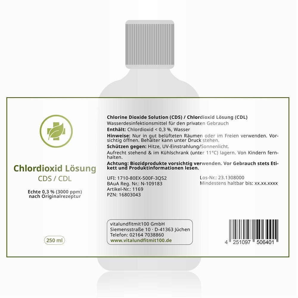 Chlordioxid-Lösung CDL / CDS 0,3% 250 ml Braunglas 5+2 gratis