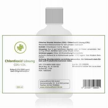 Chlordioxid-Lösung CDL / CDS 0,3% 250 ml Braunglas 5+2 gratis