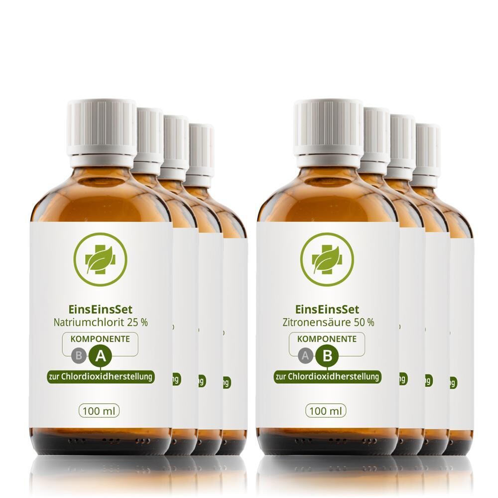 EinsEinsSet (Bestseller) 100 ml Braunglas Set [3+1 gratis] Zitronensäure 50 %