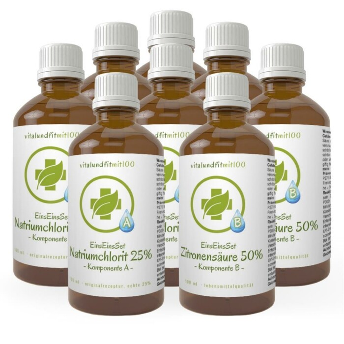 EinsEinsSet (Bestseller) 100 ml Braunglas Set [3+1 gratis] Zitronensäure 50 %