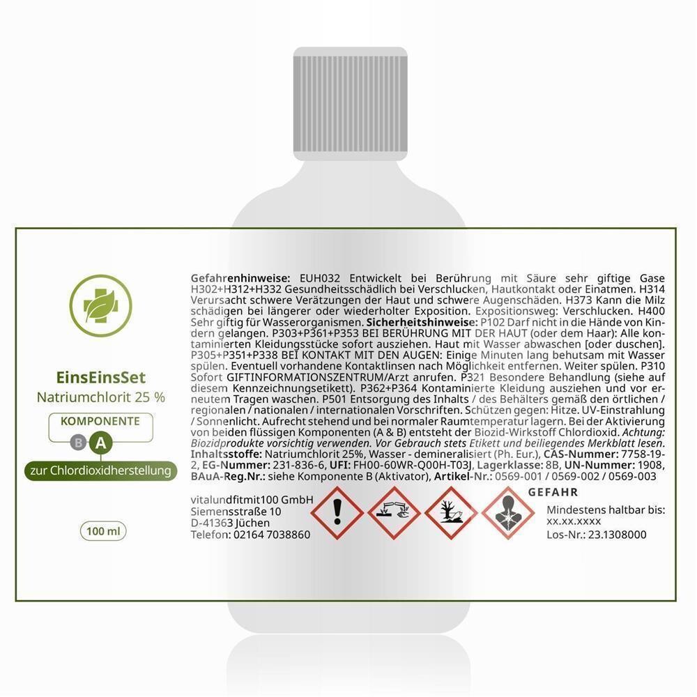 EinsEinsSet (Bestseller) 100 ml Braunglas Set [3+1 gratis] L(+)- Milchsäure 21 %