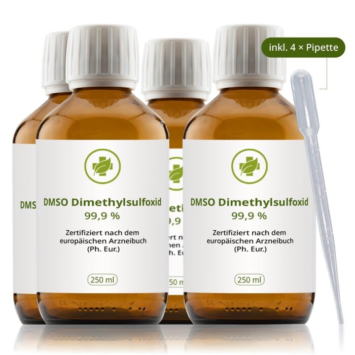DMSO Dimethylsulfoxid 99,9 % (Ph. Eur.) in Braunglas 250 ml [3+1 gratis]