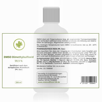 Reinstes DMSO 99,9% (Ph. Eur.) zertifiziert nach dem europäischen Arzneibuch