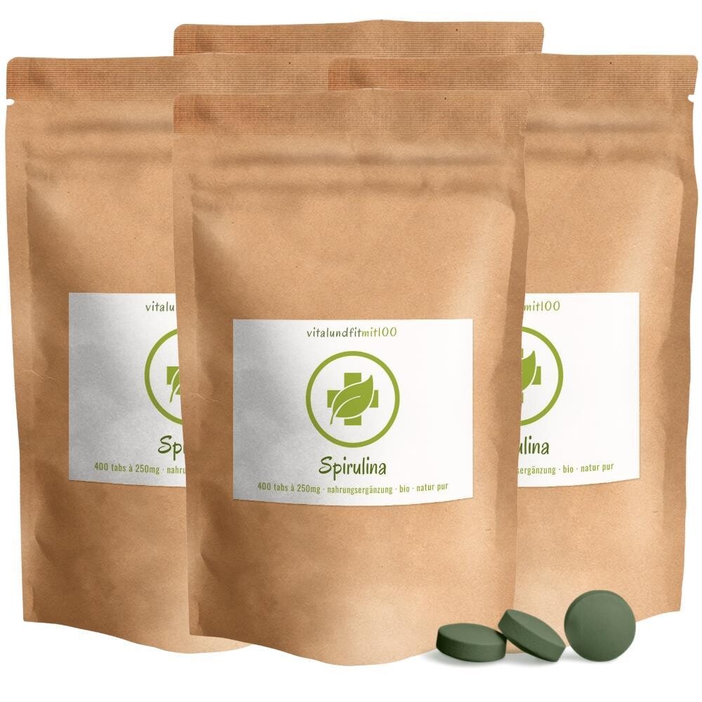 Bio Spirulina Presslinge 400 g (4x 100 g) ca. 1600 Stück à 250 mg