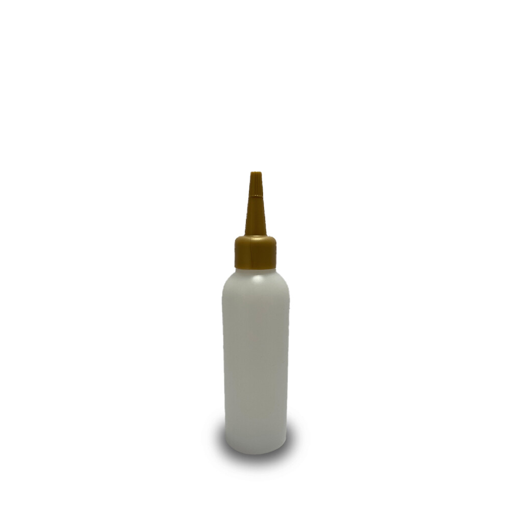 100 ml Leerflasche HDPE inkl. Tropferspitze gold