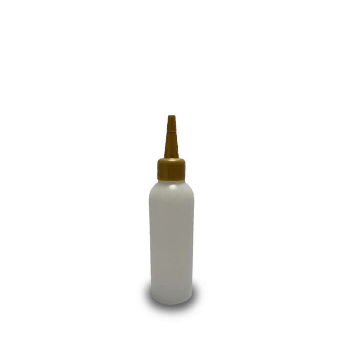 100 ml Leerflasche HDPE inkl. Tropferspitze gold