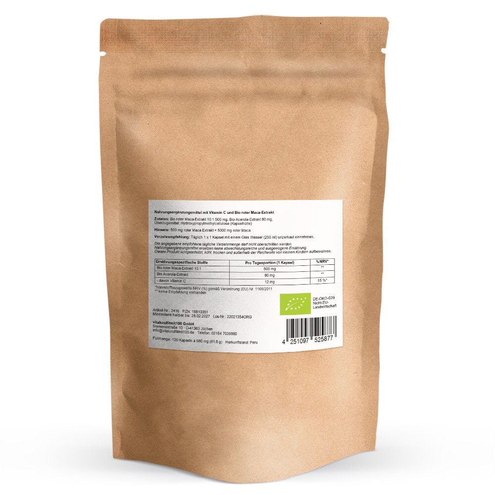 Bio roter Maca-Extrakt 10:1 Kapseln 120 Stück