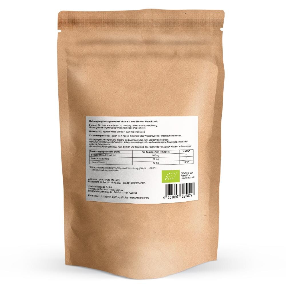 Bio roter Maca-Extrakt 10:1 Kapseln 120 Stück
