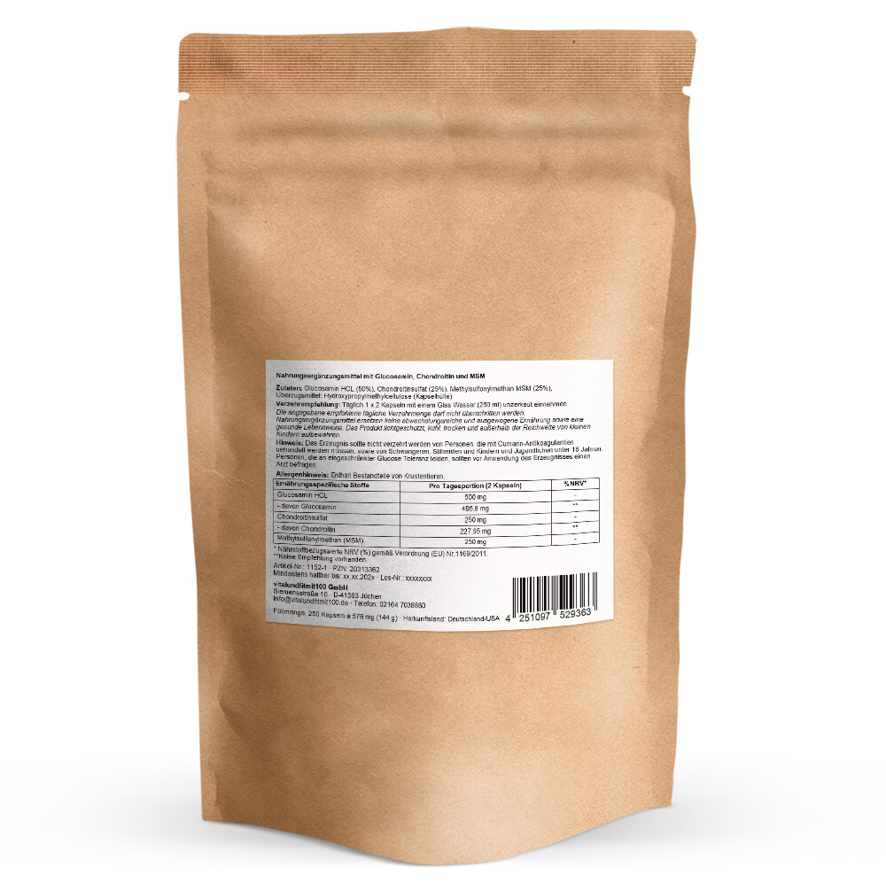Glucosamin Chondroitin MSM Komplex Kapseln 250 Stück