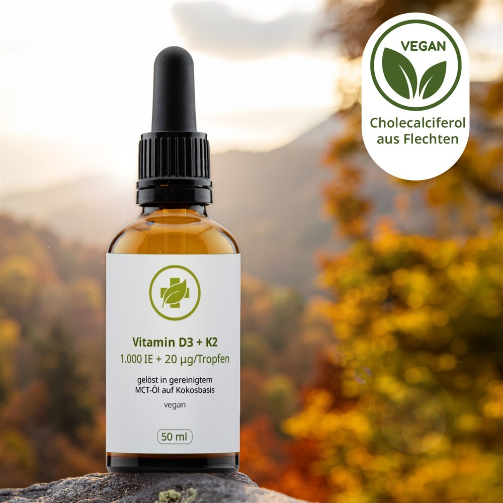 Vitamin D3 + K2 MK-7 Tropfen VEGAN (25 µg + 20 µg) 50 ml