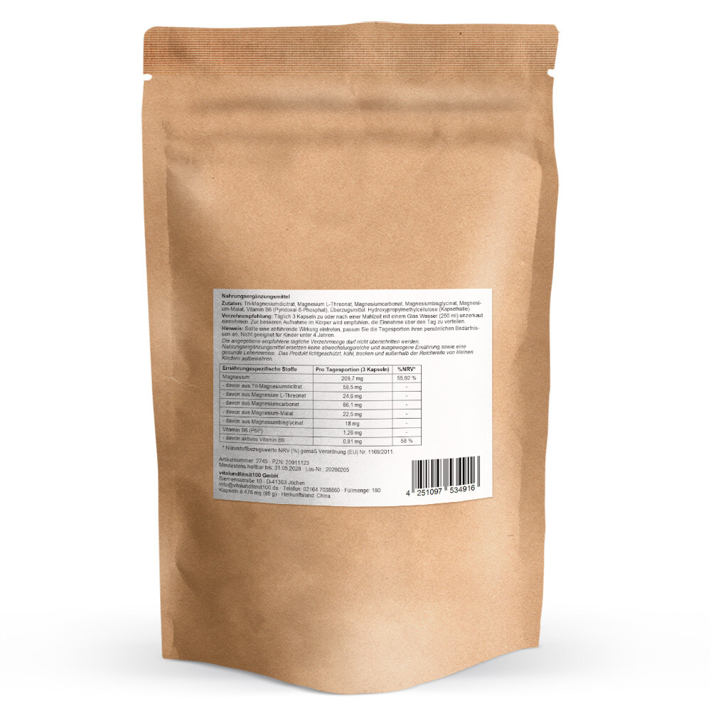 Magnesium 5 Komplex mit Vitamin B6 Kapseln 180 Stück
