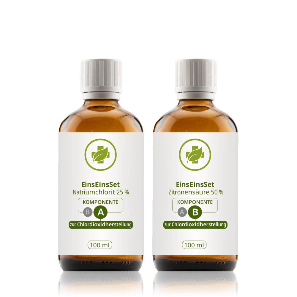 EinsEinsSet (Bestseller) [100 ml Set] Braunglas Zitronensäure 50 %