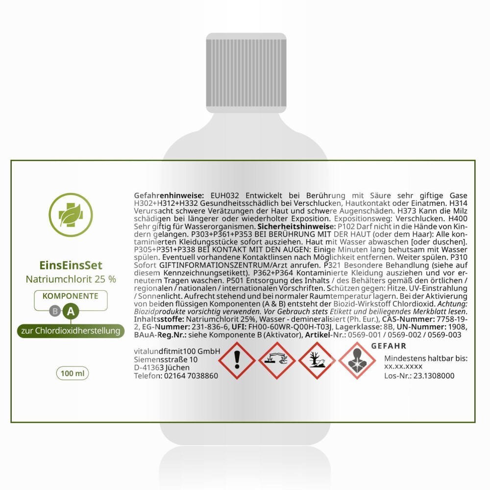 EinsEinsSet (Bestseller) [100 ml Set] Braunglas Zitronensäure 50 %
