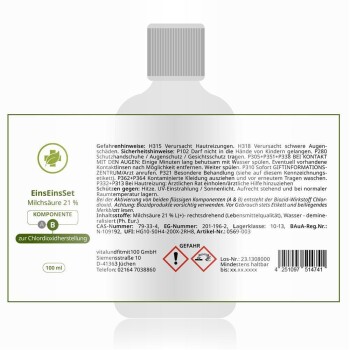 EinsEinsSet (Bestseller) [100 ml Set] Braunglas L(+)- Milchsäure 21 %