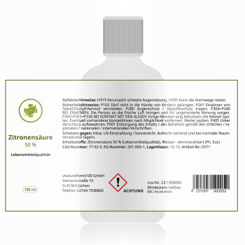 50 % Zitronensäure-Lösung 100 ml Braunglas