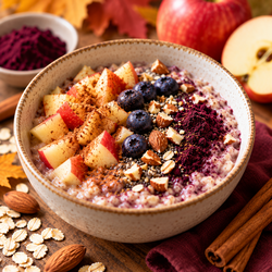 Warmes Porridge mit Apfel und Acai